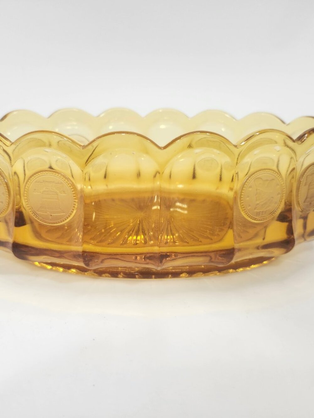 Vintage Fostoria Amber Glass "Coin" Dish